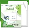 Custom Printable Matte Vinyl Stickers (8.5 x 11) - Waterproof, Tear Resistant Full Sheet Label for Inkjet & Laser Printers & All Cutting Machines - Customizable Blank White Stickers - Pack of 10