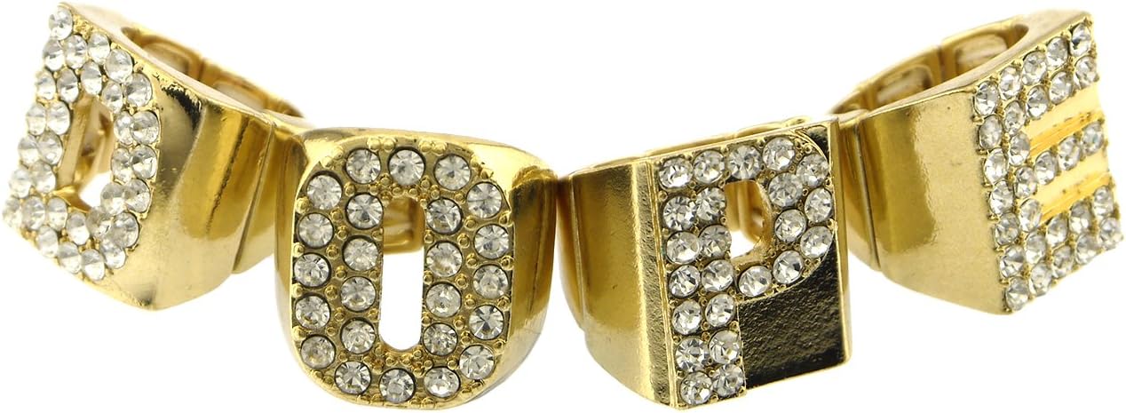 BlingKicks Dope Swag Urban Four Finger Ring Rings Set That Spells Out DOPE Crystal Pave Stretch