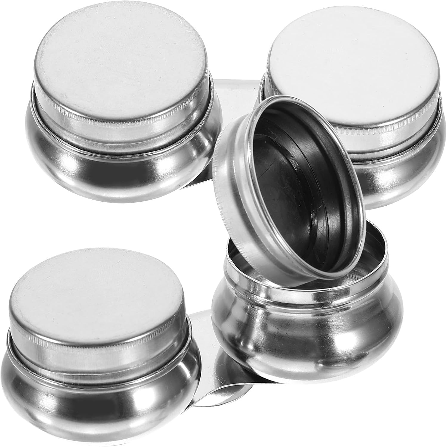 Parliky 2Pcs Stainless Steel Oil Painting Palette Cups with Lid Double Hole Small Dipper Brush Cleaning Pot for Artists Watercolor and Oil Paint Supplies