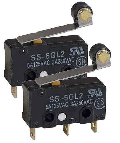 Switch Snap Action SS-5GL2 (paquete de 2) N.O.N.C. Un solo polo, doble tiro bisagra rodillo de soldadura 5A 250VCA 14 voltios 0