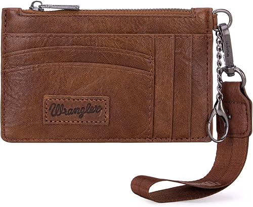 Montana West X Wrangler Credit Card Wallet RFID Card Holder for Women Card Case Wallet Slim Card Wallet with Keychain Wristlet Strap