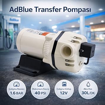 Adblue Uyumlu Yakıt Transfer Pompası 12V 40 PSI IP54 Elektrikli Sıvı Aktarma Pompası