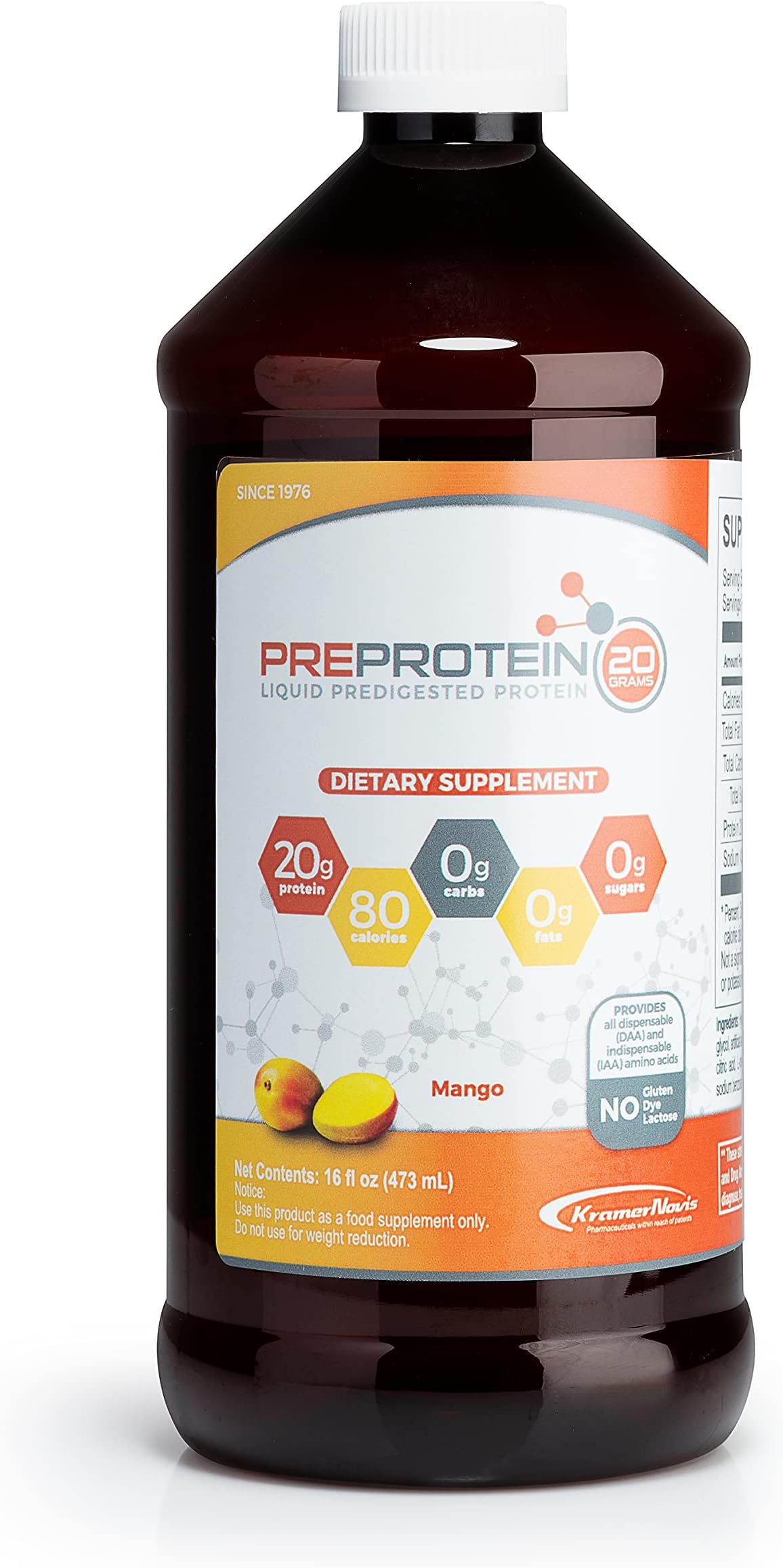 Pre-Protein 20 Liquid Mango, 16oz.