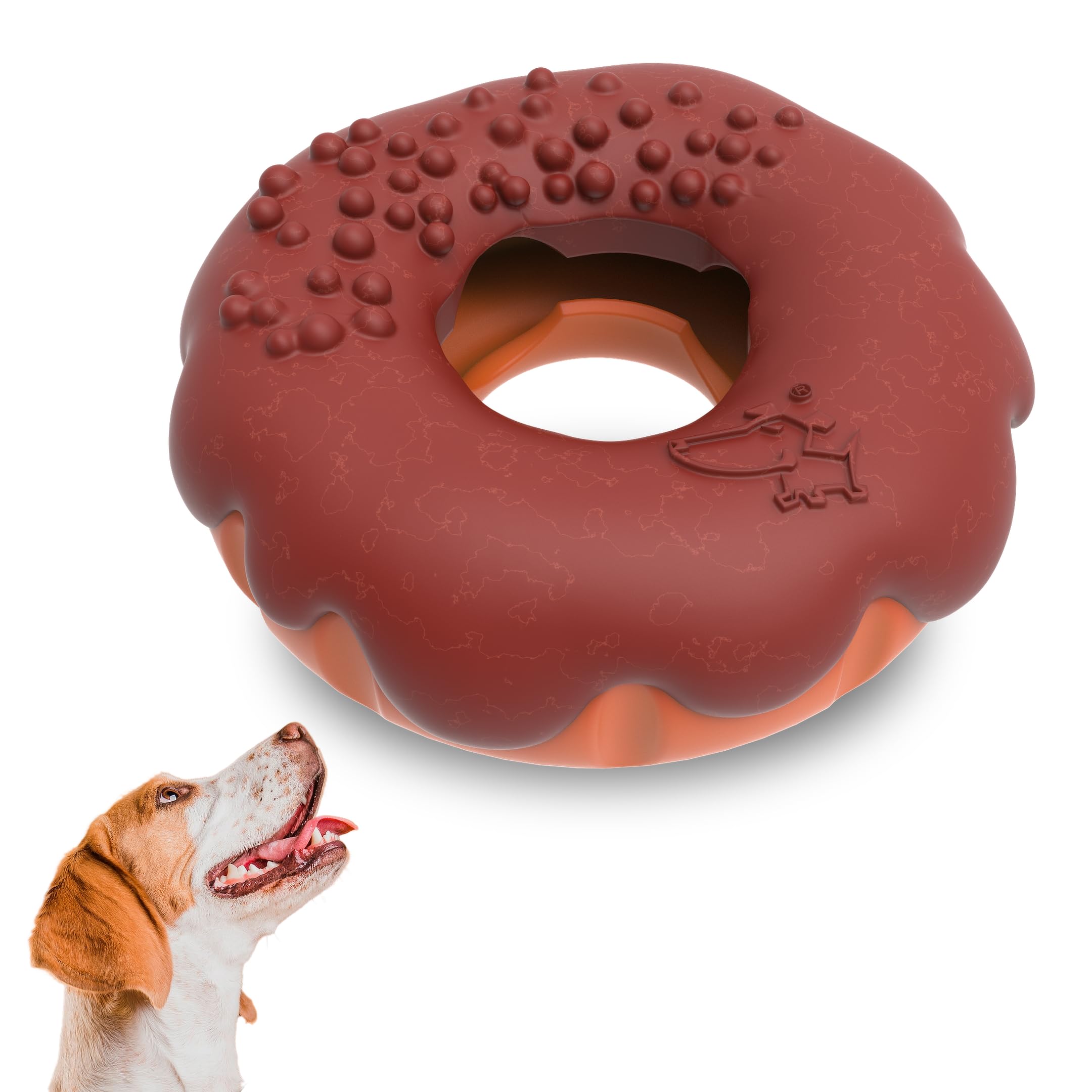 Indestructible Dog Toys for Aggressive Chewers - Durable & Tough Dog Toys for Large Dogs - Donut Shape Dog Chew Toys for Aggressive Chewers - 2 in 1 Dog Treat Toys & Dog Chew Toy (Brown)