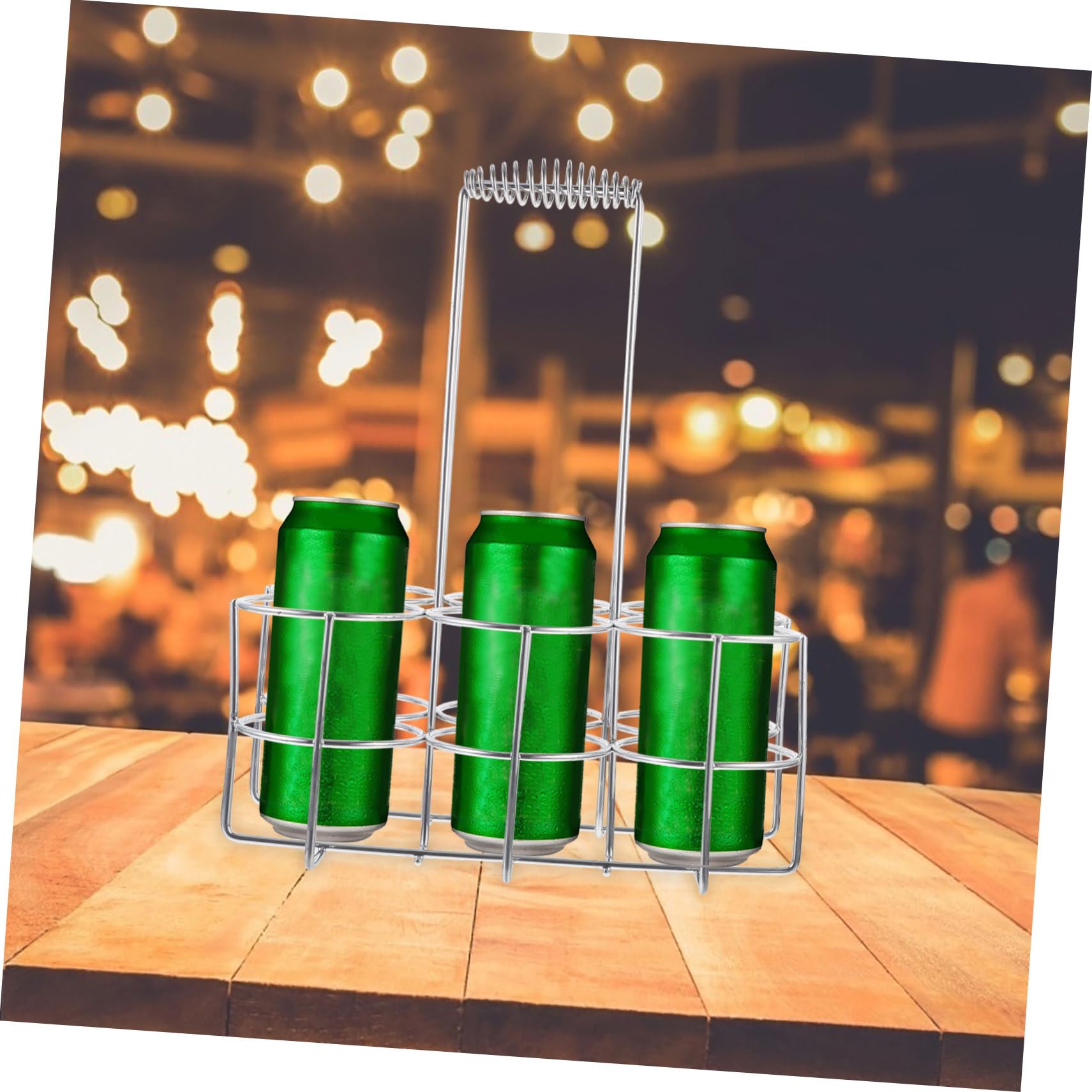 Hemobllo Soporte para Latas de Cerveza Plata Asa de Metal de 6 Ranuras