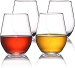 MICHLEY Floating Wine Glasses for Pool, Large Stemless Wine Glasses Clear Tritan Plastic-Unbreakable Wine Cups for Red and White, Dishwasher Safe, 17oz, Set of 4