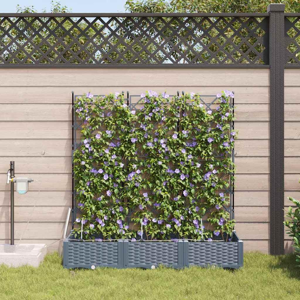 vidaXL Doniczka ogrodowa 3 pcs Jasnoszary 120 x 40 x 126 cm, Ogród i taras, nowoczesna doniczka samonawadniająca, trwały pojemnik na rośliny patio