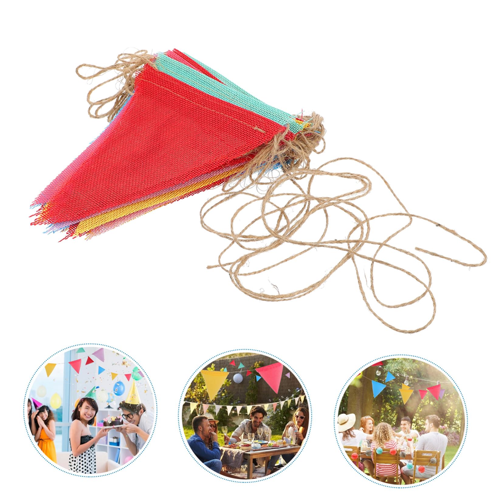VICASKY 7 Packungen Mehrfarbige Stoff Wimpelkette Teilig Beidseitig Nutzbare Dreieckige Pennant Flag Langlebige Hochzeit Party Deko für Indoor Garten Feier Buntes Wimpel Banner Girlande