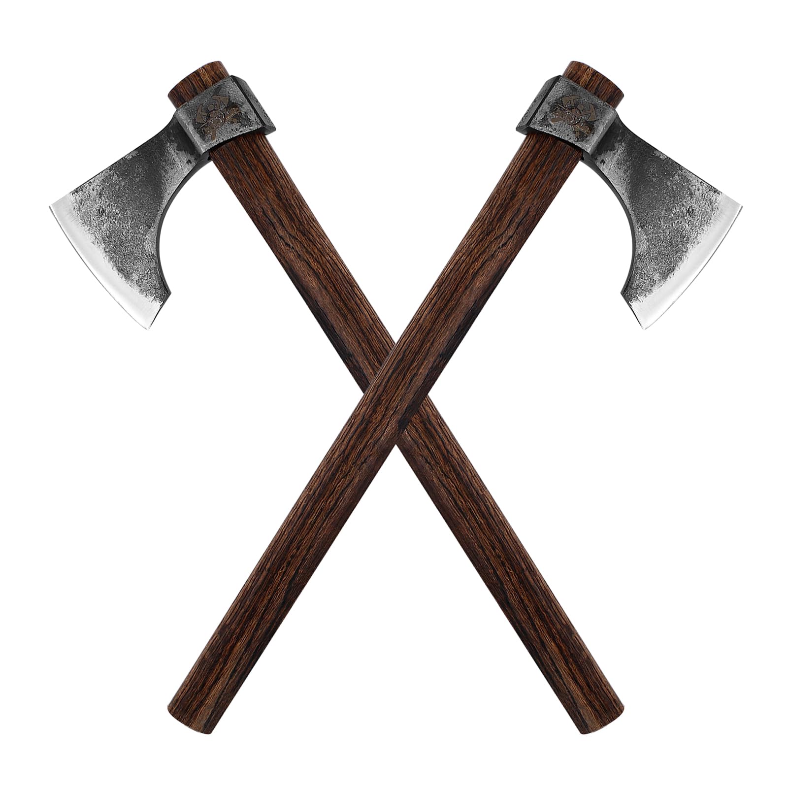 18.9" Throwing Axe, 2Pack Throwing Tomahawk with 1065 High Carbon Steel and Beech Wooden Handle, Well Balanced Great for Axe Throwing Game, Competition and Recreation