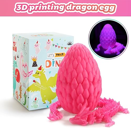 Miniatura 72 de Huevo de dragón impreso en 3D de 15 pulgadas, juguetes de cumpleaños de Navidad, regalo de relleno de calcetines, dragón de cristal articulado