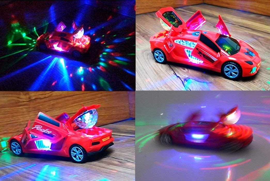 FunBlast Dancing Robot and Car for Kids, Toy with 360 Degree Rotation Door Opening Light Sound Toys for Boys and Girls 4