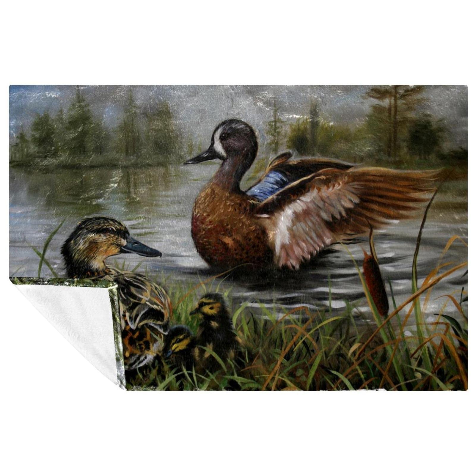 Couverture chaude anti-courants d'air pour lit et canapé, plaid compact 150x100 cm canards
