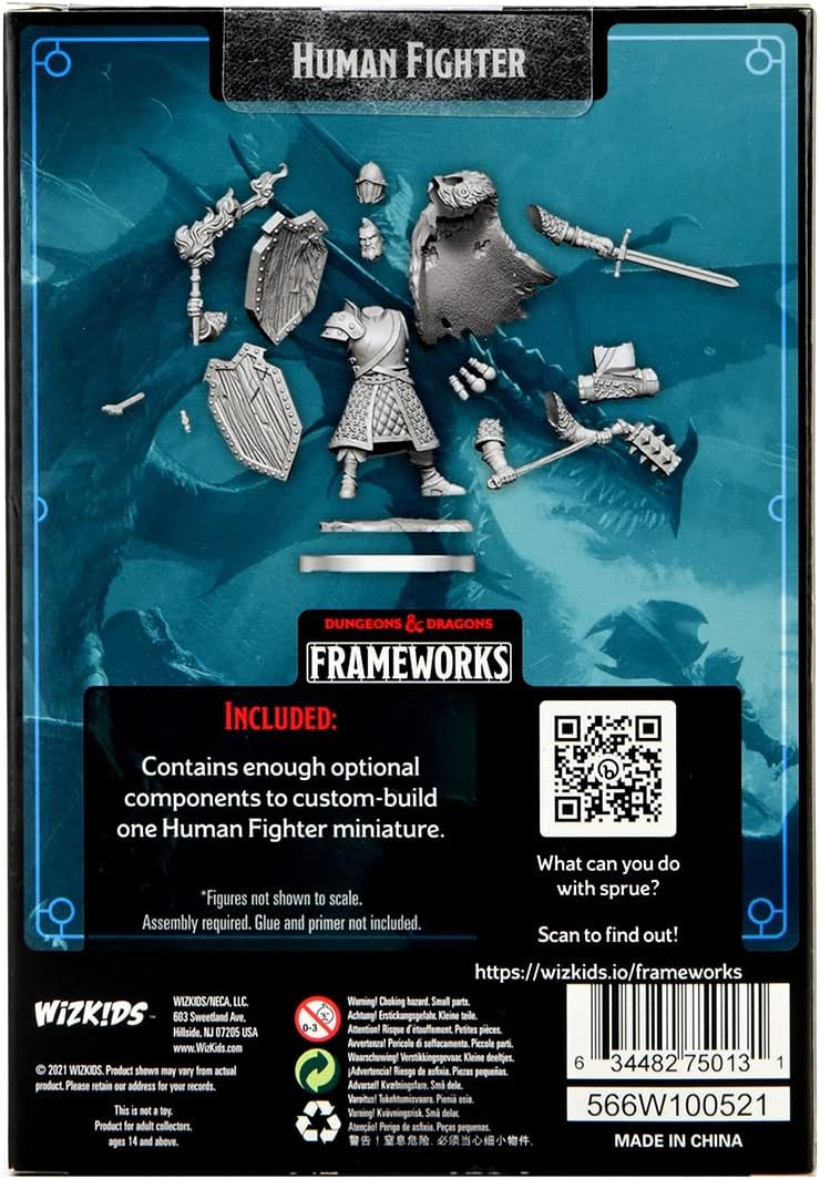 WizKids D&D Frameworks: Human Fighter Male - Unpainted and Unassembled