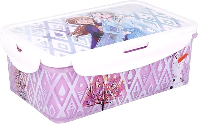 Frozen 2 Kids Rectangular Lunch Bento Food Box Container with Removable Compartments 1190ml Leak Proof, BPA Free