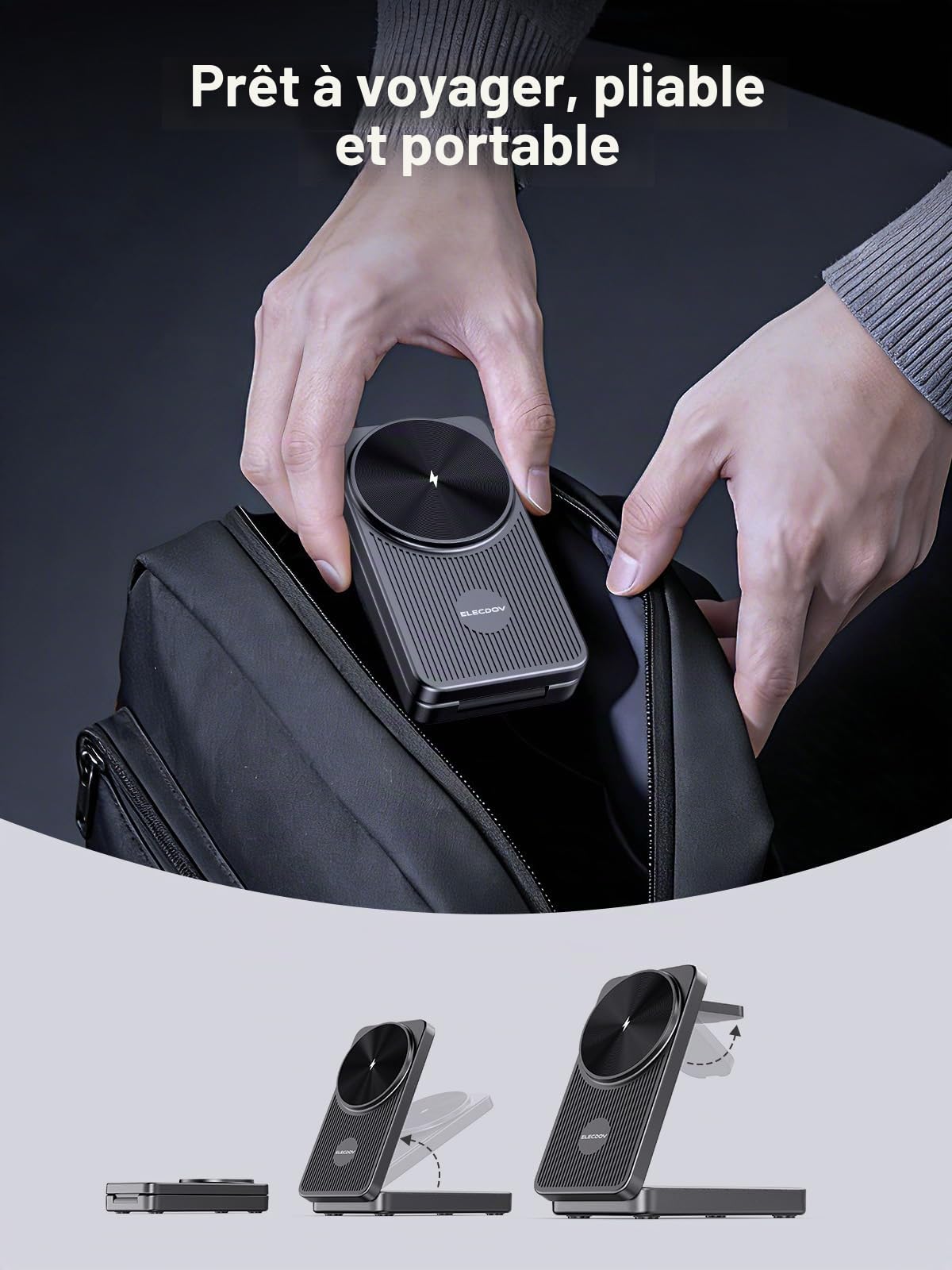 Magnétique Chargeur Induction pour Samsung Galaxy S26 Ultra/Z Fold 7/Z Flip 7, Chargeur sans Fil de 3 en 1 Pliable pour Galaxy S25/S24, Chargeur Watch pour Samsung Galaxy Watch Ultra/8