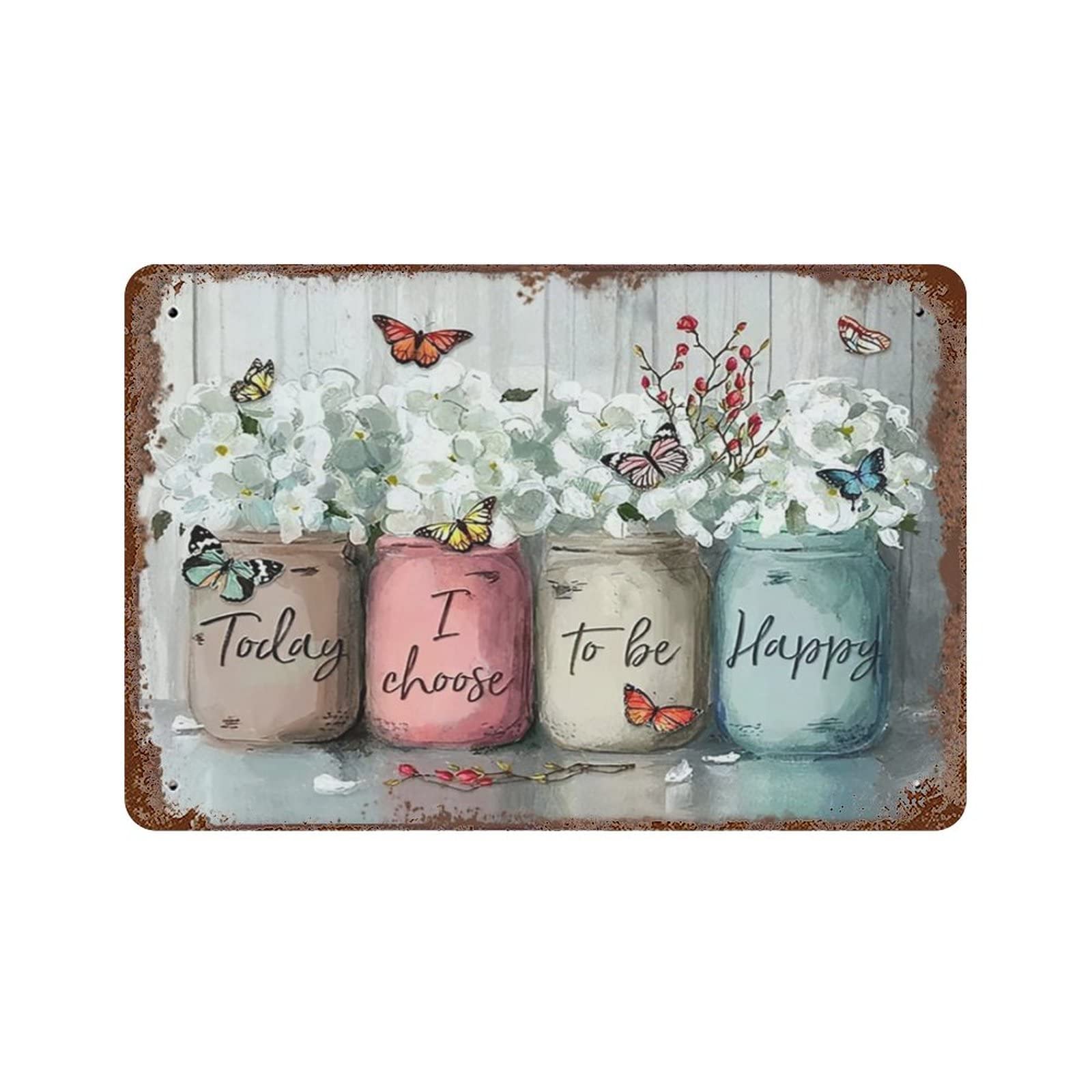 AOOEDM Today I Choose To Be Happy Metal Tin Signs for Man Cave Funny Art Wall Plaque Kitchen Bar Sign Coffee Shop Garage Wall Decor Hanging Decor