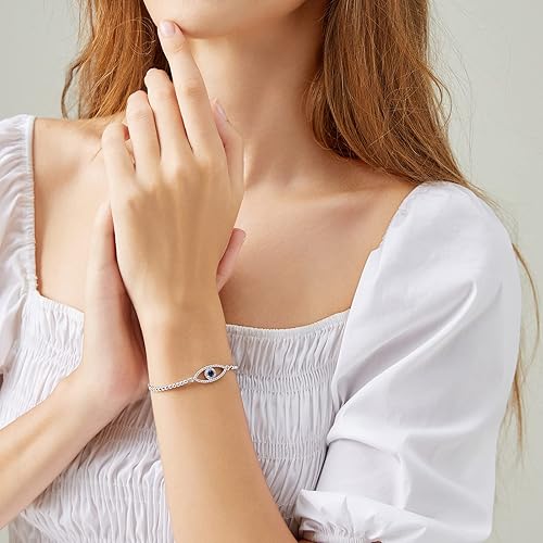 Vista 22 de Evil Eye Bracelets Hamsa Bracelet - 18K Gold Plated Adjustable Eye of Protection Bracelet Silver Evil Eye Amulet ojo Bracelet Gold Evil Eye Jewelry