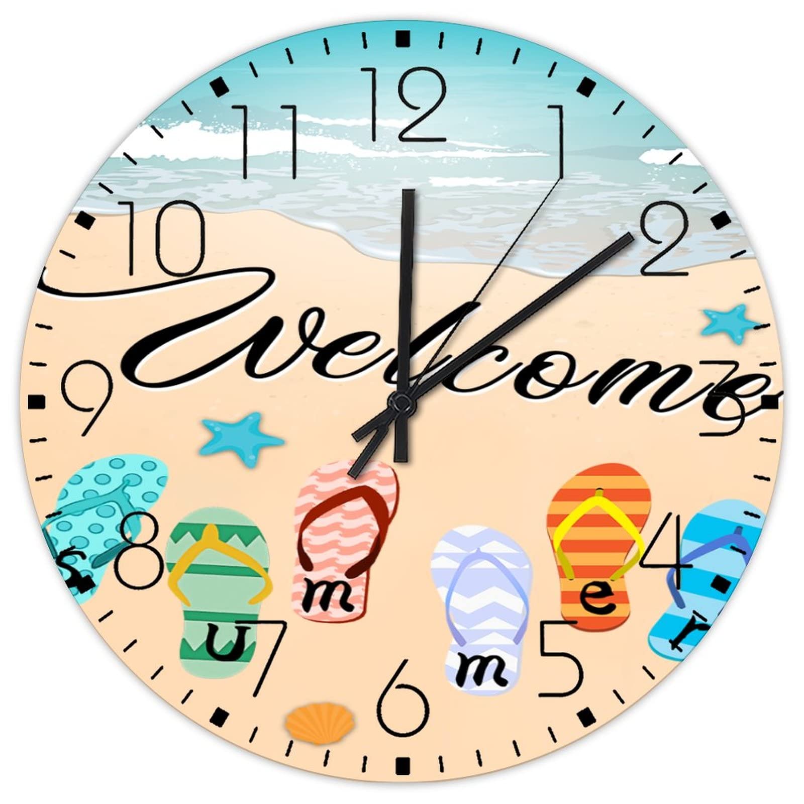 Horloges murales en bois à quartz silencieuses de 30 cm style marin