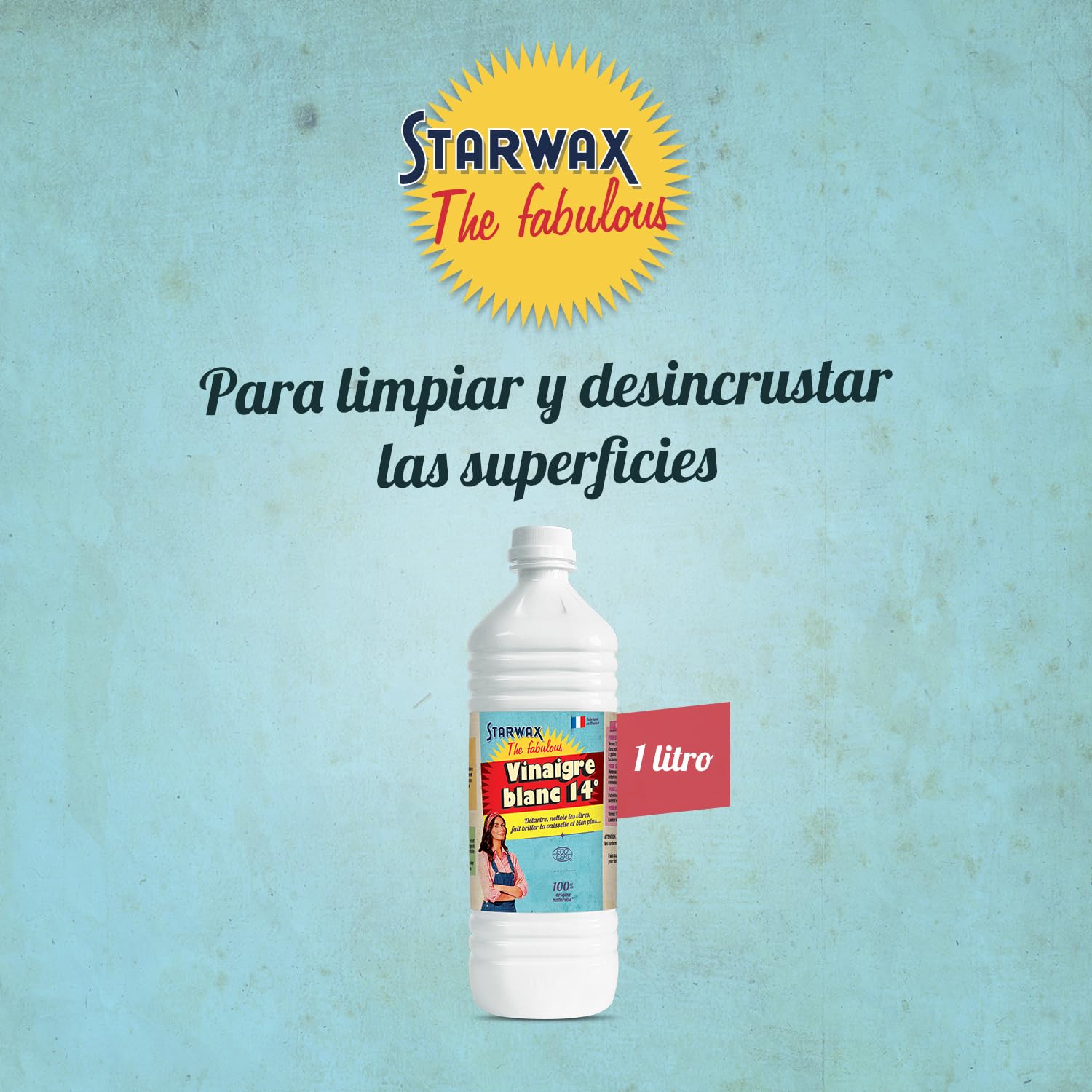 STARWAX THE FABULOUS Vinagre Blanco 14° Multiusos 1L Limpiador Natural Alta Concentración