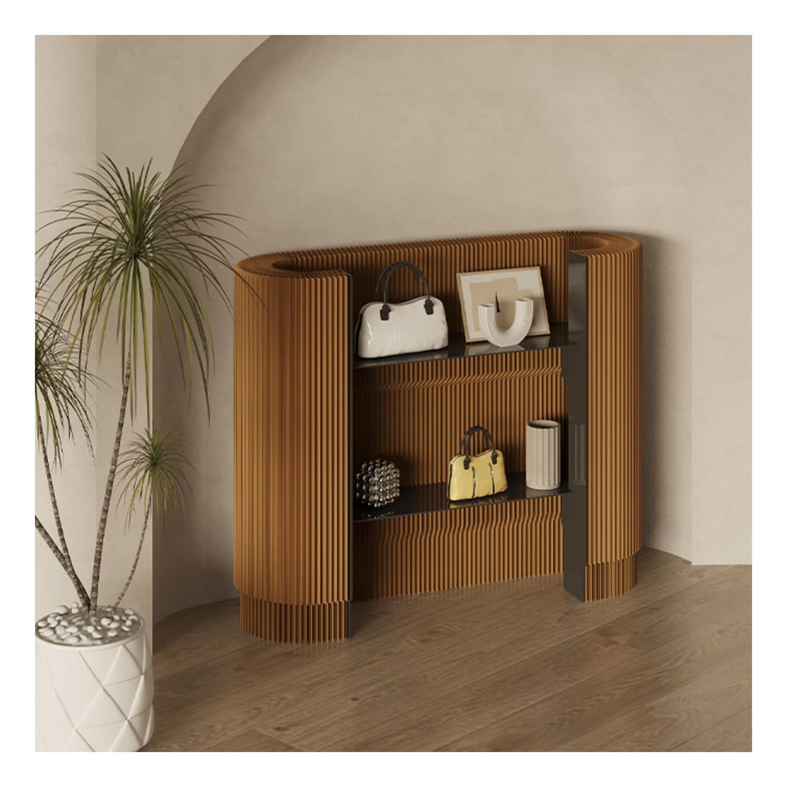 Empfangstheke,Rezeptionstheke,Verkaufstisch,Rezeptionsmöbel mit Sichtschutz,Papier Rezeptionstheken,Für Empfangsraum, Lobby, Schönheitssalon, Einzelhandel(Color:Brown)