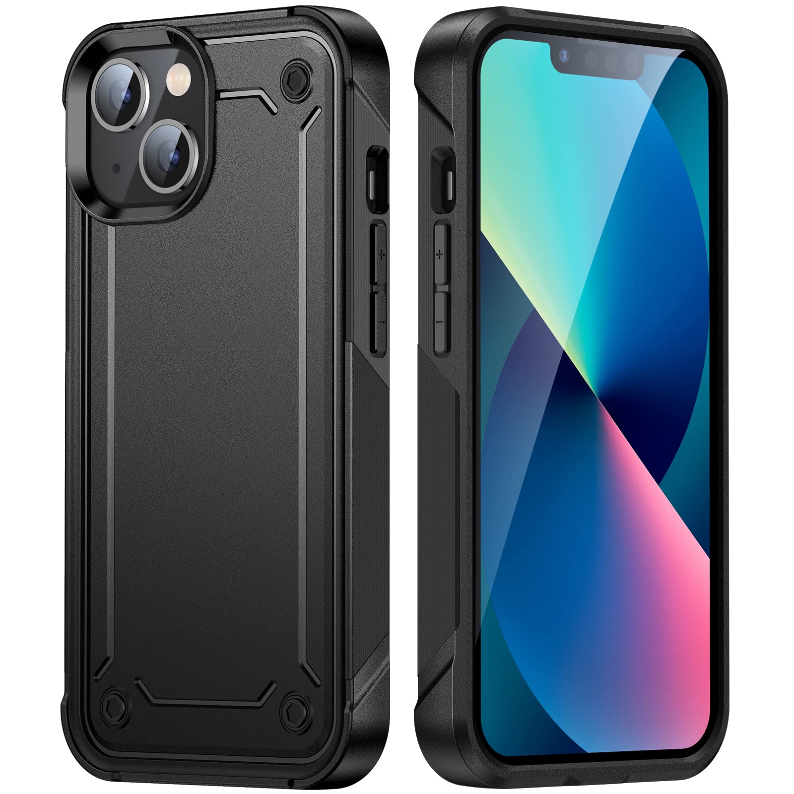 Lugege Shockproof 2-Layer Military Grade Case for iPhone 13 6.1 inch, Black