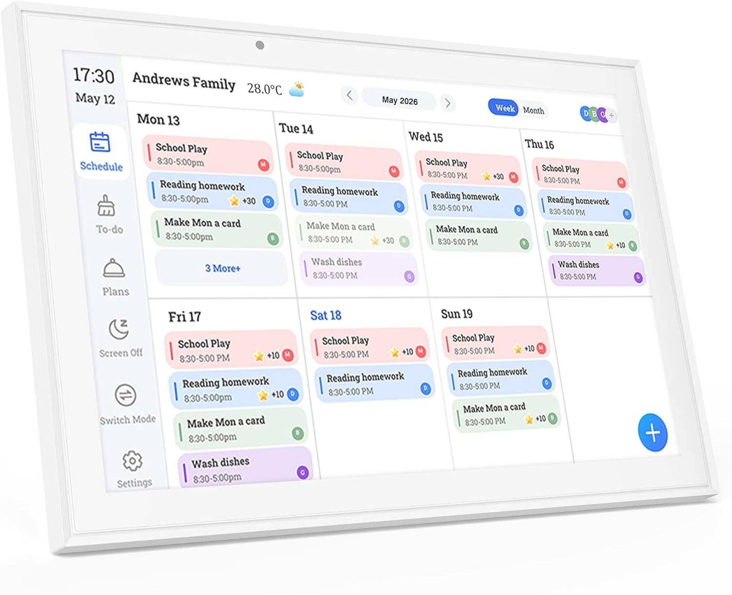 Digital Calendar, 10.1-inch Smart Wall Planner Electronic Calendar & Chore Chart, Smart Touchscreen Interactive Display for Family Schedules, Organize Your Daily & Family Routines, Desk & Wall Mount