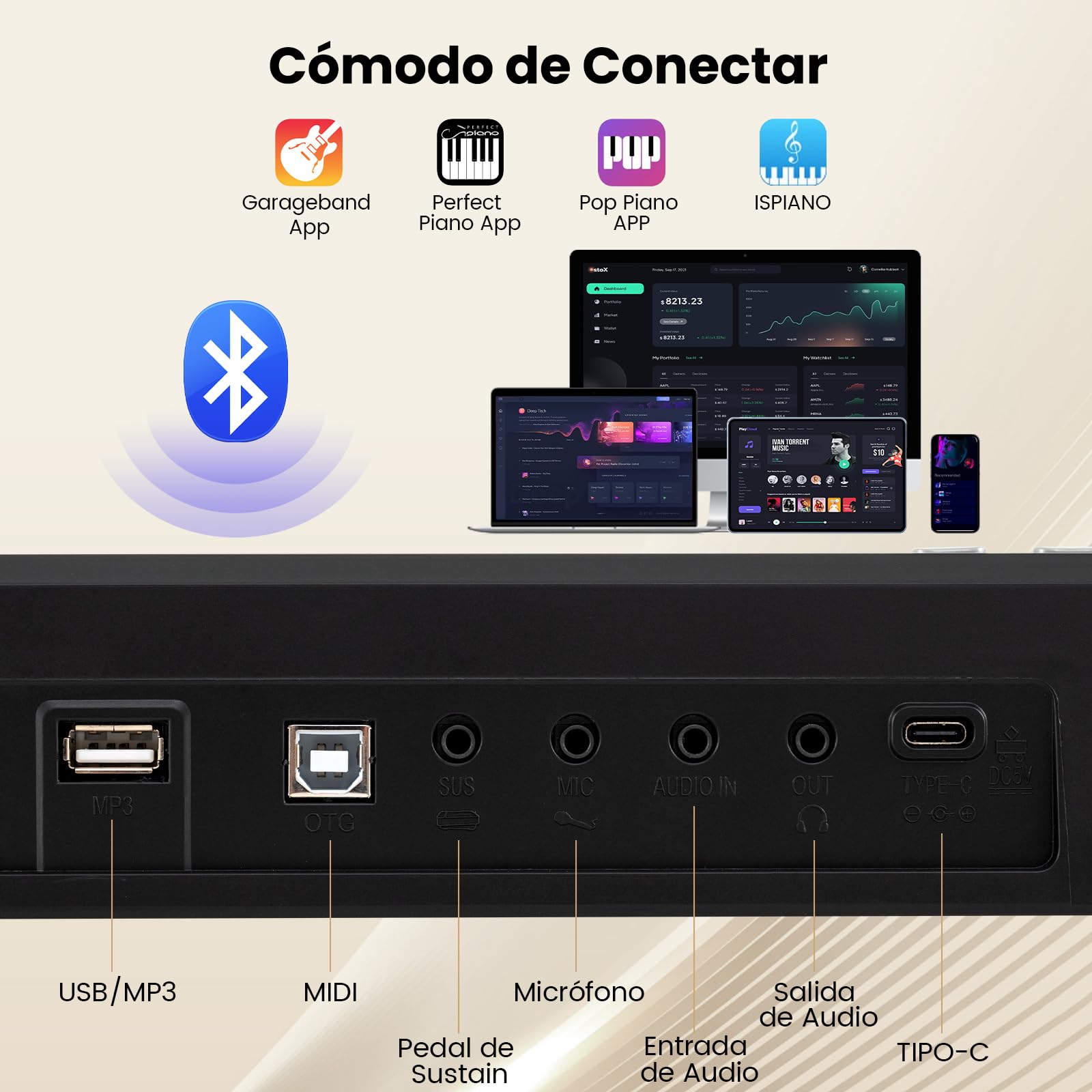 COSTWAY Teclado Piano Plegable de 88 Teclas, Teclas Piano de Teclado Digital con Teclas Semipesadas y Función de División, 3 Modos de Enseñanza, Pedal de Sustain, Piano Digital con Altavoces