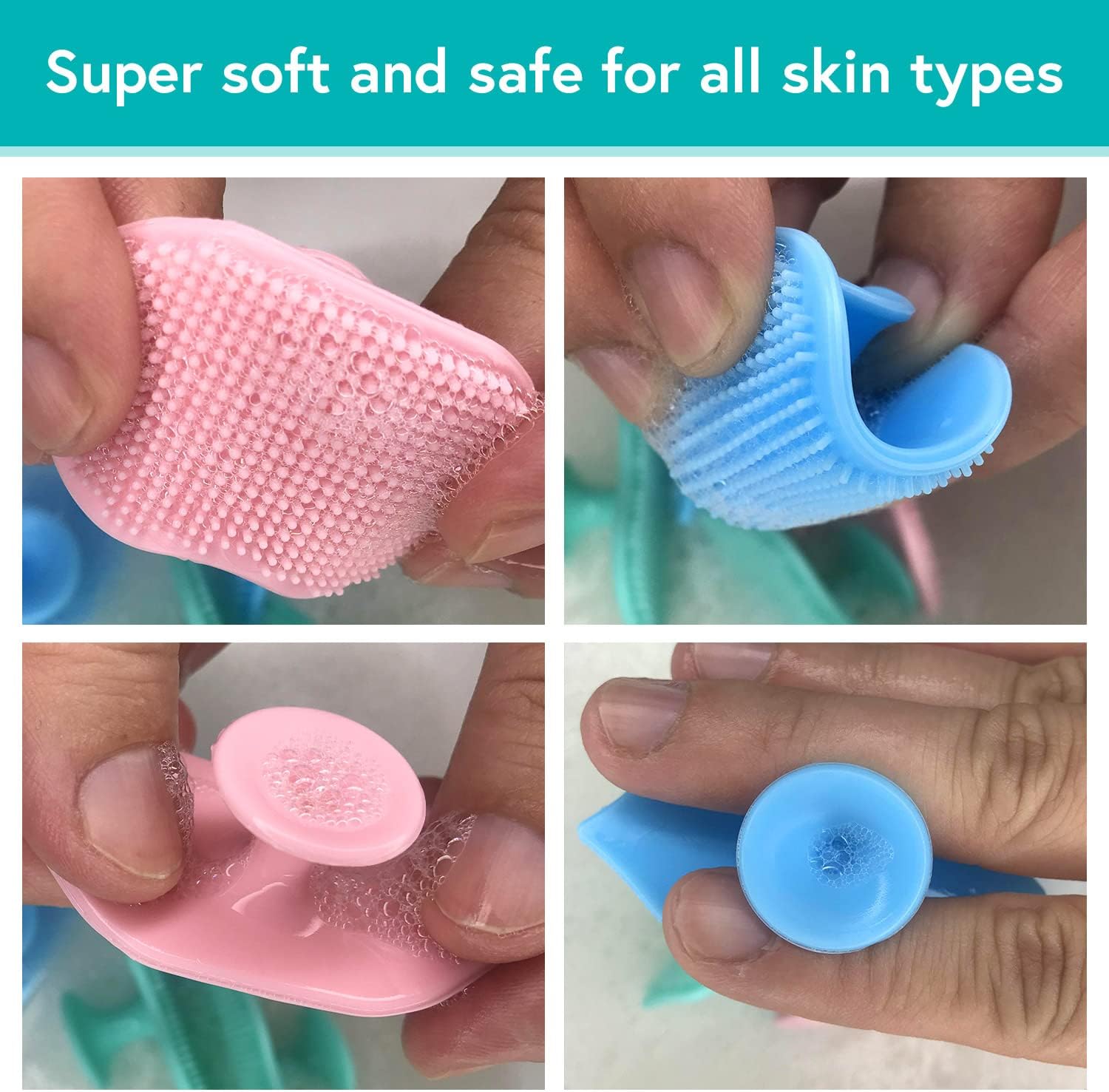 Silicone Face Scrubber Soft Facial Cleansing Brush Blackhead Srubber Cleanser Brush for Exfoliating Massage Face for All Skin Types(5 pcs)