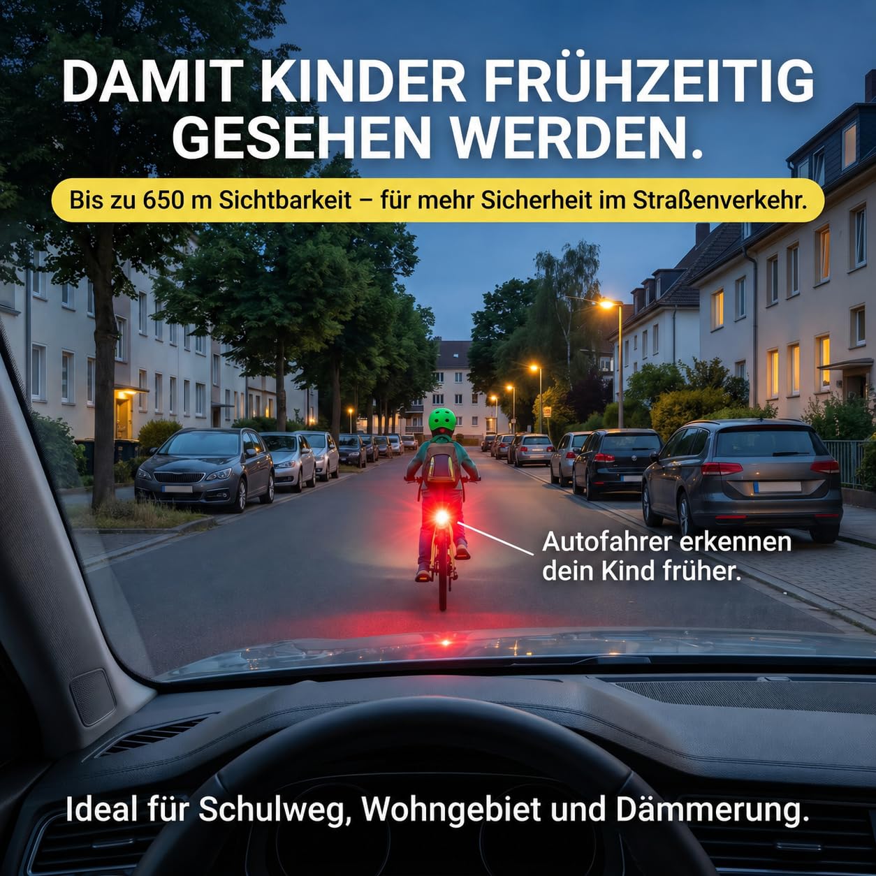 SPEED BUDDIES Set di luci per bicicletta per bambini, omologate StVZO, per bambini, LED, USB-C