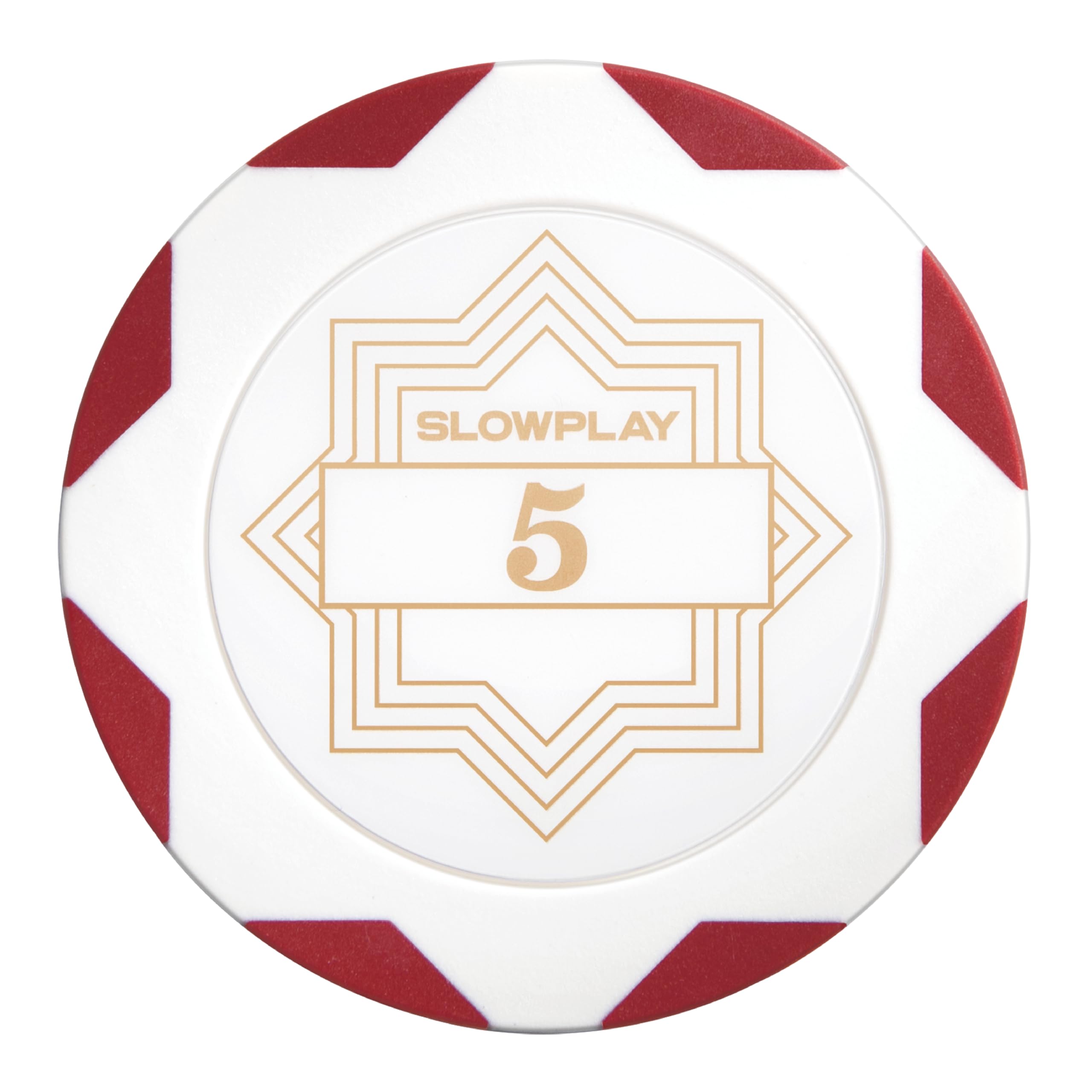SLOWPLAY Nash Clay Poker Chips White Gold Edition, 14 Grams Heavyweight Clay Composite, 40mm Large Chips in Bulk, Pack of 50 with Denomination of 5