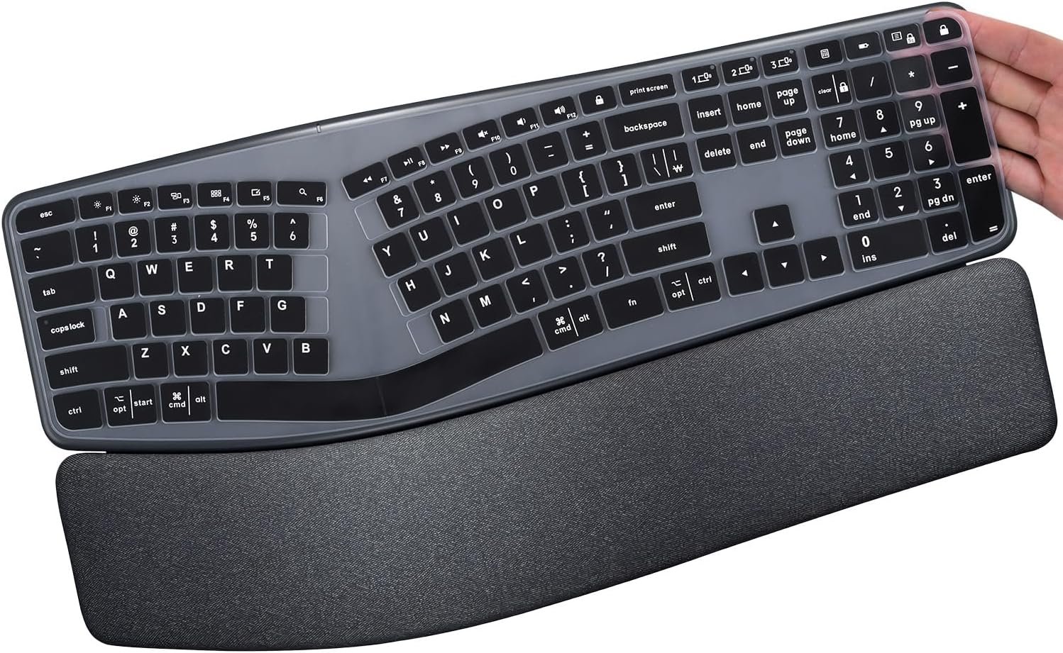 Keyboard Cover Compatible with Logitech Ergo K860 Wireless Ergonomic Keyboard, Logitech K860 Accessories, K860 Keyboard Keyboard Protector Skin,Black