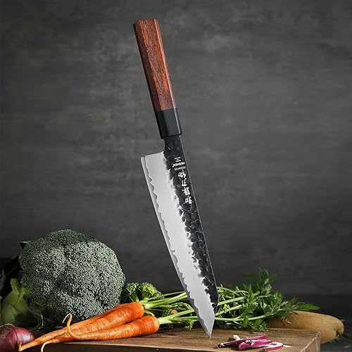 Miniatura 3 de HEZHEN- 8.5 Chef Knife, 3 Layers High Carbon Clad Steel Kiritsuke Knife, Composite Forging Steel, Professional Japanese Kitchen Knife, Redwood