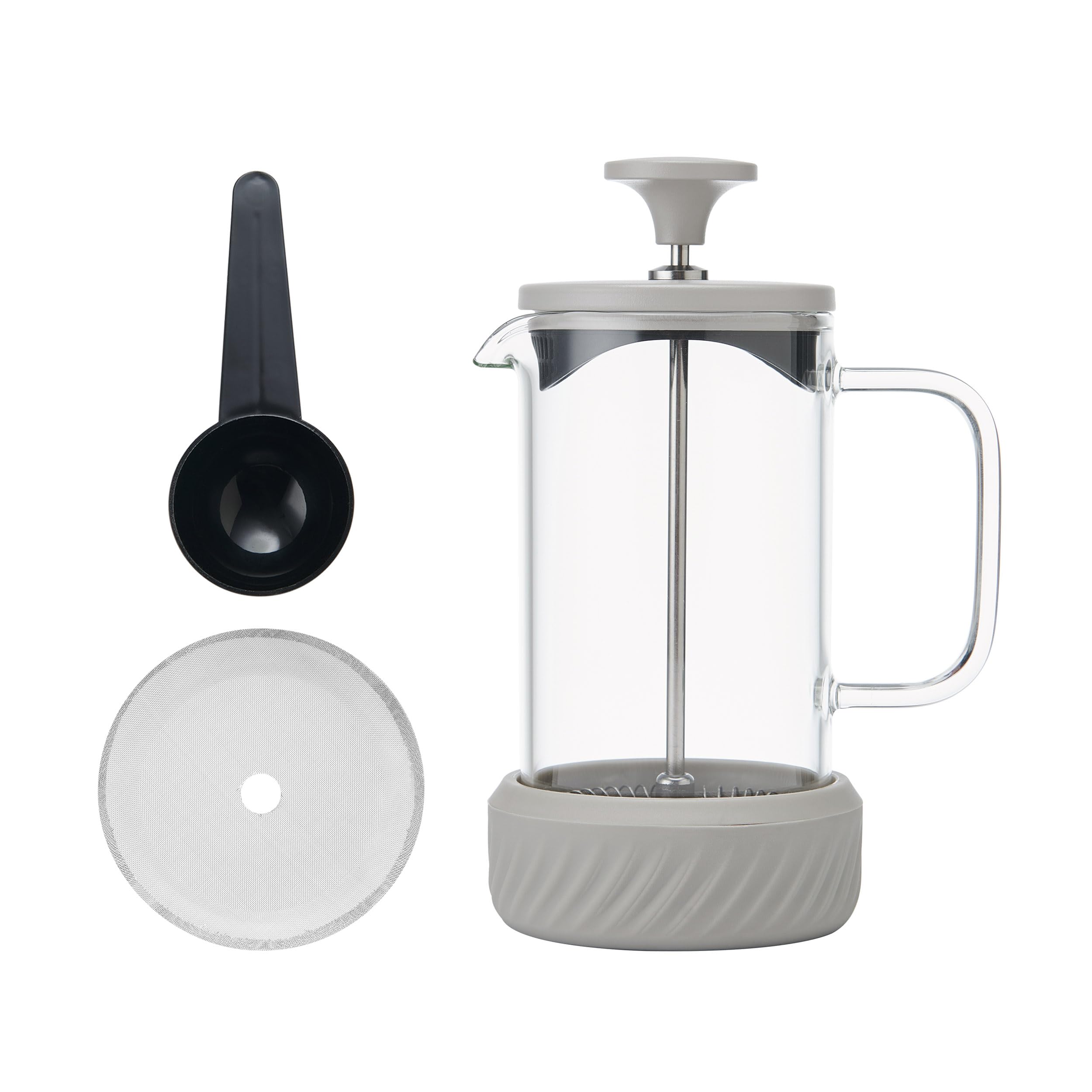 La Cafetière 'Zero' 3 Cup Cafetiere, Latte Coloured Stainless Steel No Mess French Press with Borosilicate Glass Beaker, Removable Base for Grounds Disposal, Gift Boxed, 350ml