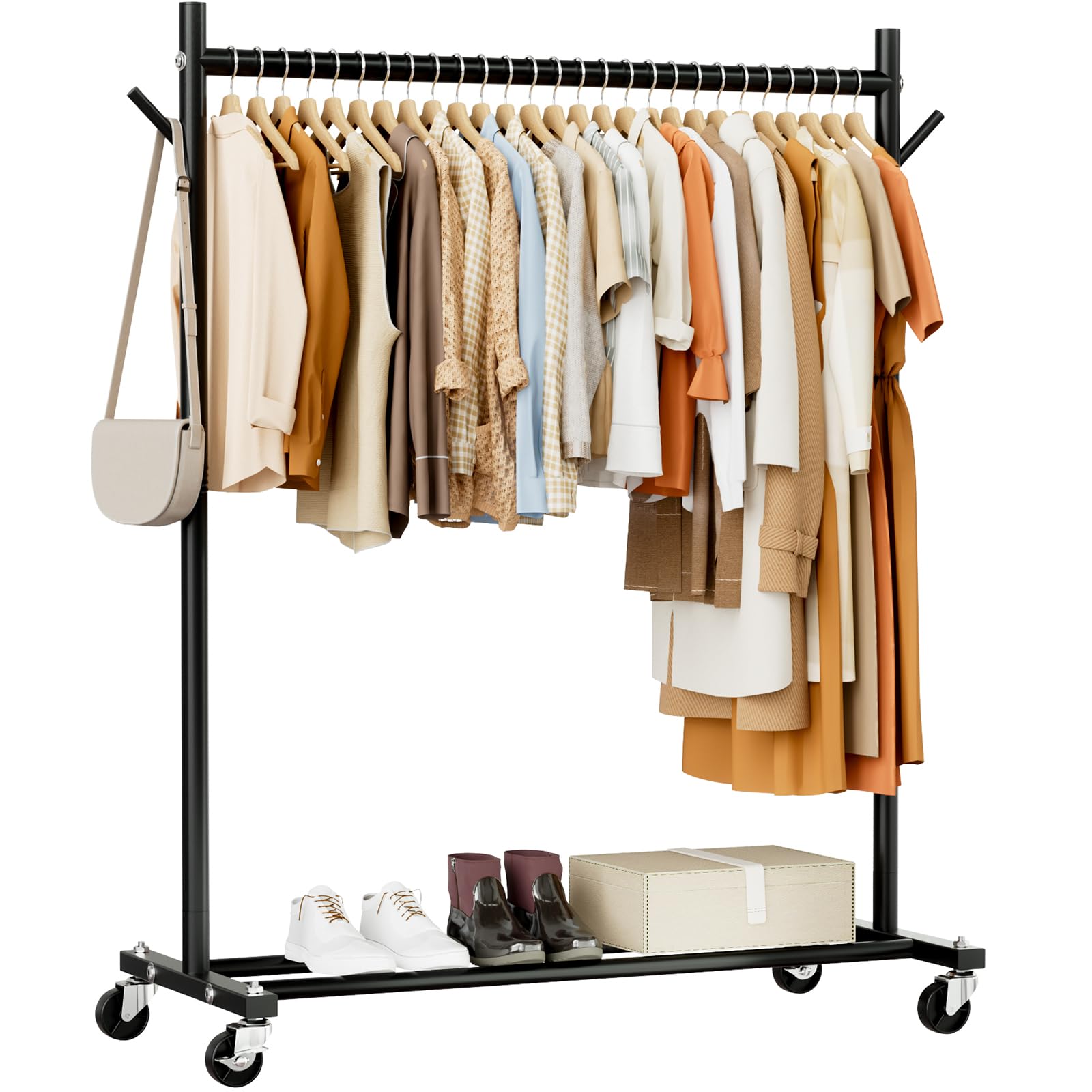 Photo 1 of ***MISSING HARDWARE***
Clothes Rack, Clothing Rack for Hanging Clothes Load 280LBS, Rolling Garment Rack, Portable Coat Rack Freestanding Clothes Rack with Wheels Wardrobe Rack Easy Assembly for Bedroom Living Room, Black