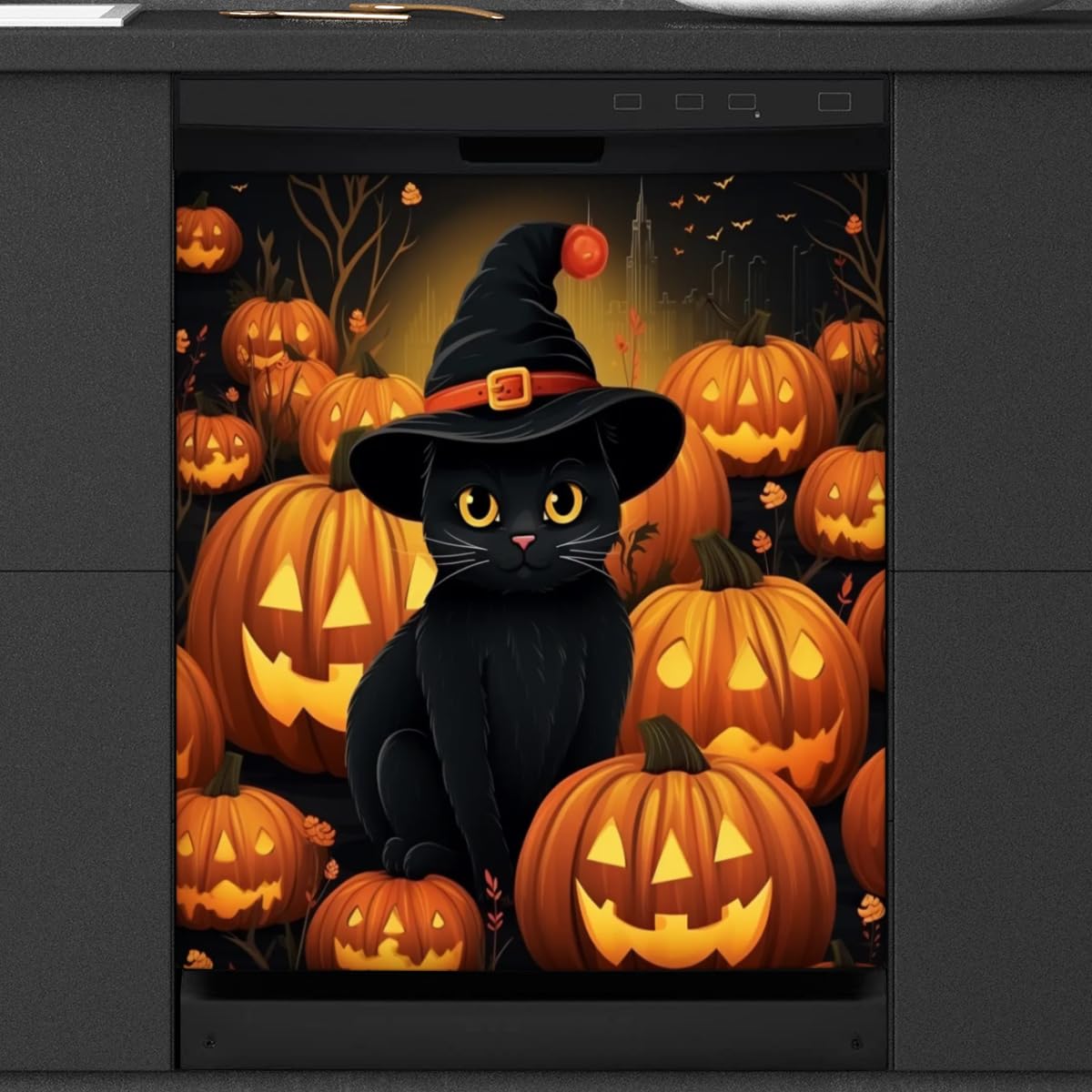 Façade lave-vaisselle magnétique Halloween pour cacher les rayures et décorer votre cuisine