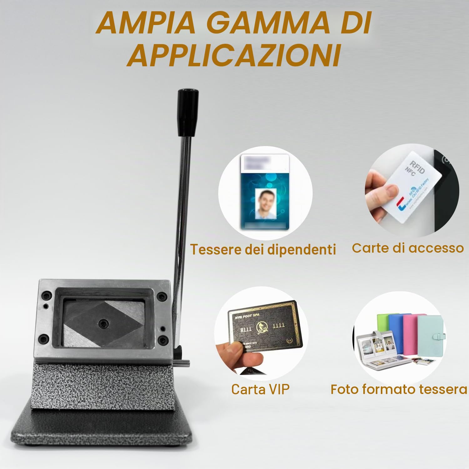 Taglierina manuale per carta d'identità, utensile per punzonatura per biglietti da visita, fustellatrici per carte di accesso, taglio angolare rotondo in PVC per biglietti da ufficio 86 × 54 mm, foto