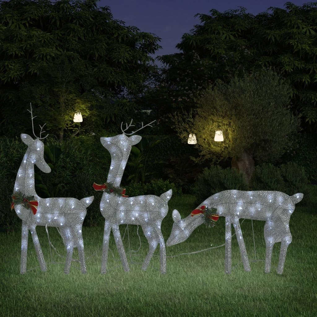 lichterkette,lichterkette batterie,led lichterkette,LED-Rentiere Weihnachtsdeko 270x7x90 cm Silbern KaltweißGeeignet für Patio, Schlafzimmer, Wohnzimmer, Weihnachten