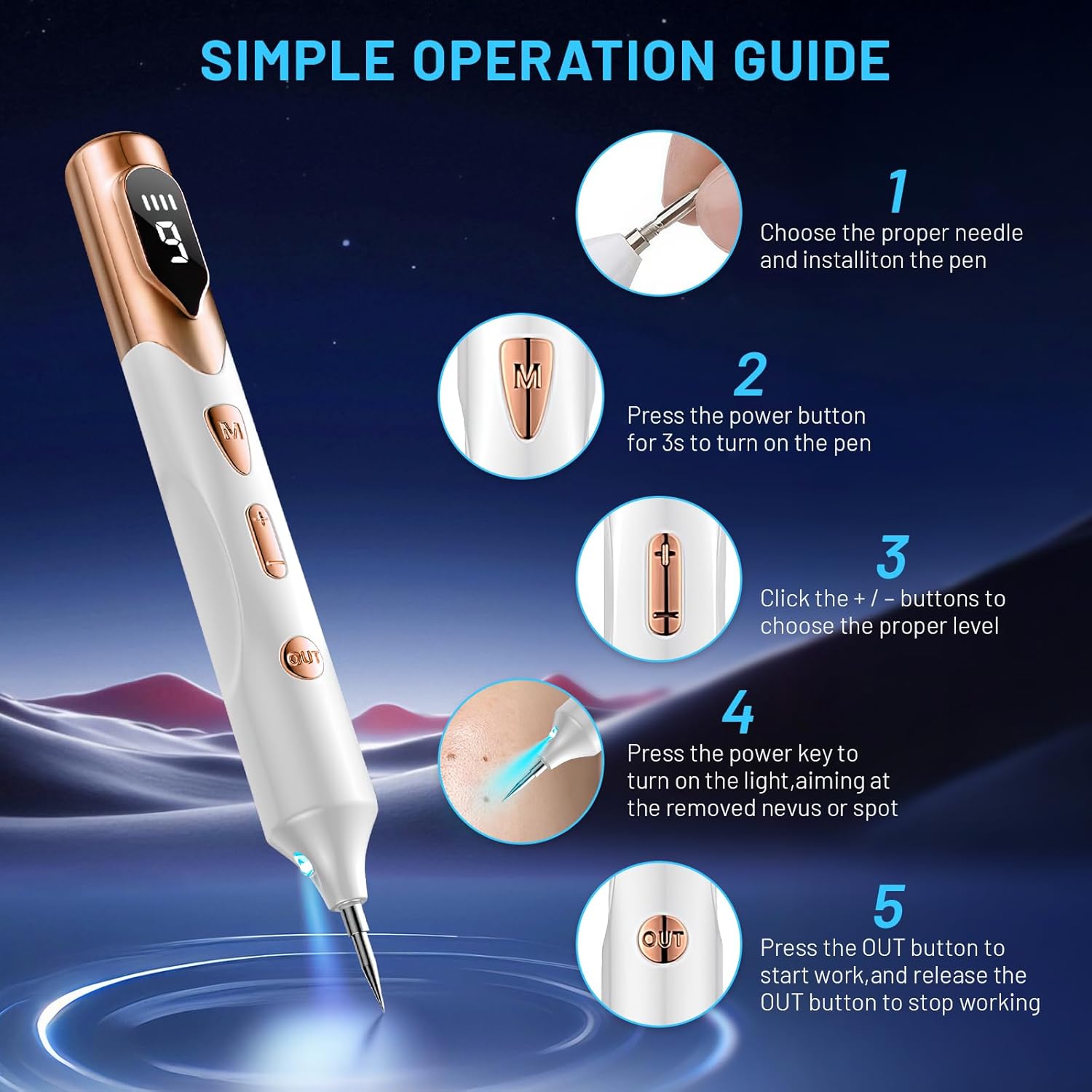 Simple operation guide for the skin tag remover pen
