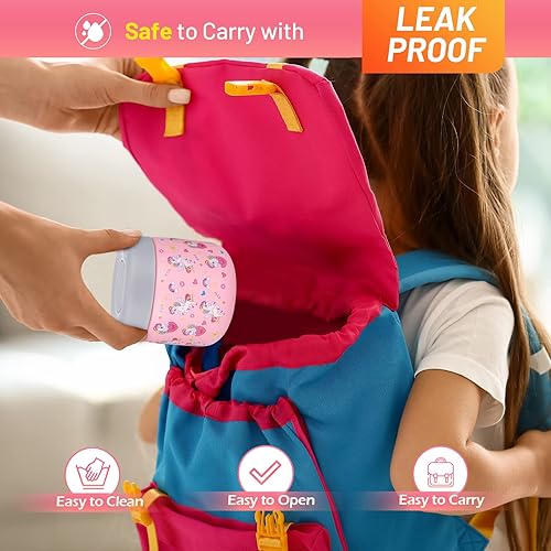 Miniatura 5 de Charcy Tarro de comida aislado de acero inoxidable para niños, termo de sopa de boca ancha a prueba de fugas, juego de recipientes para 8 horas