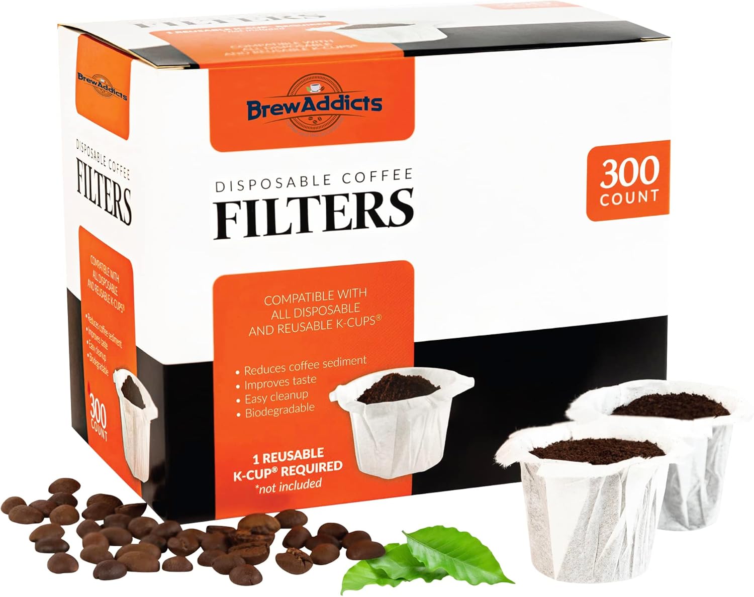 Brew Addicts 300 Paper Coffee SingleUse Filters for Keurig