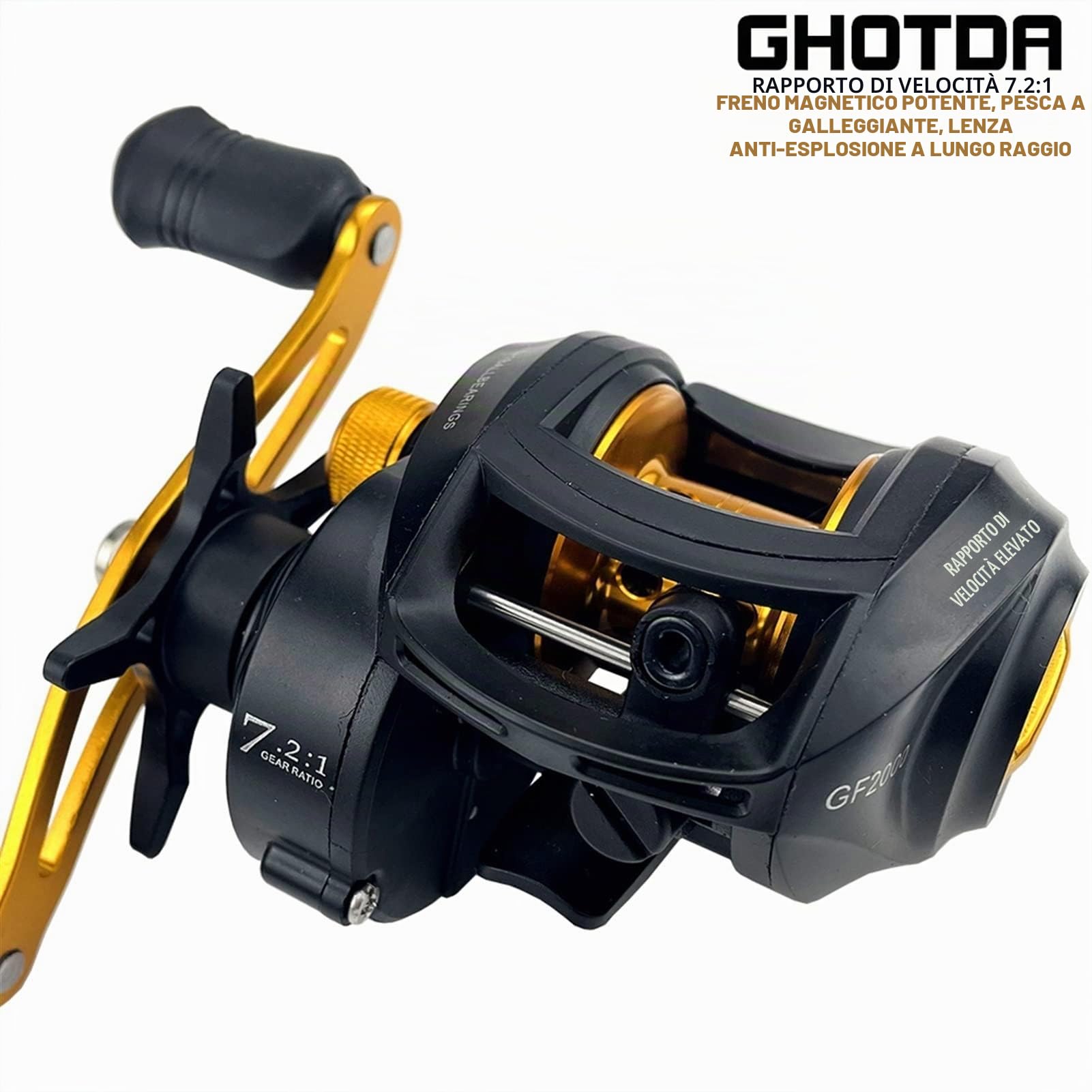 Set combinato di canna da pesca e mulinello in fibra di carbonio, canna da pesca portatile, con mulinello da baitcasting 17+1BB, canna da pesca e mulinello