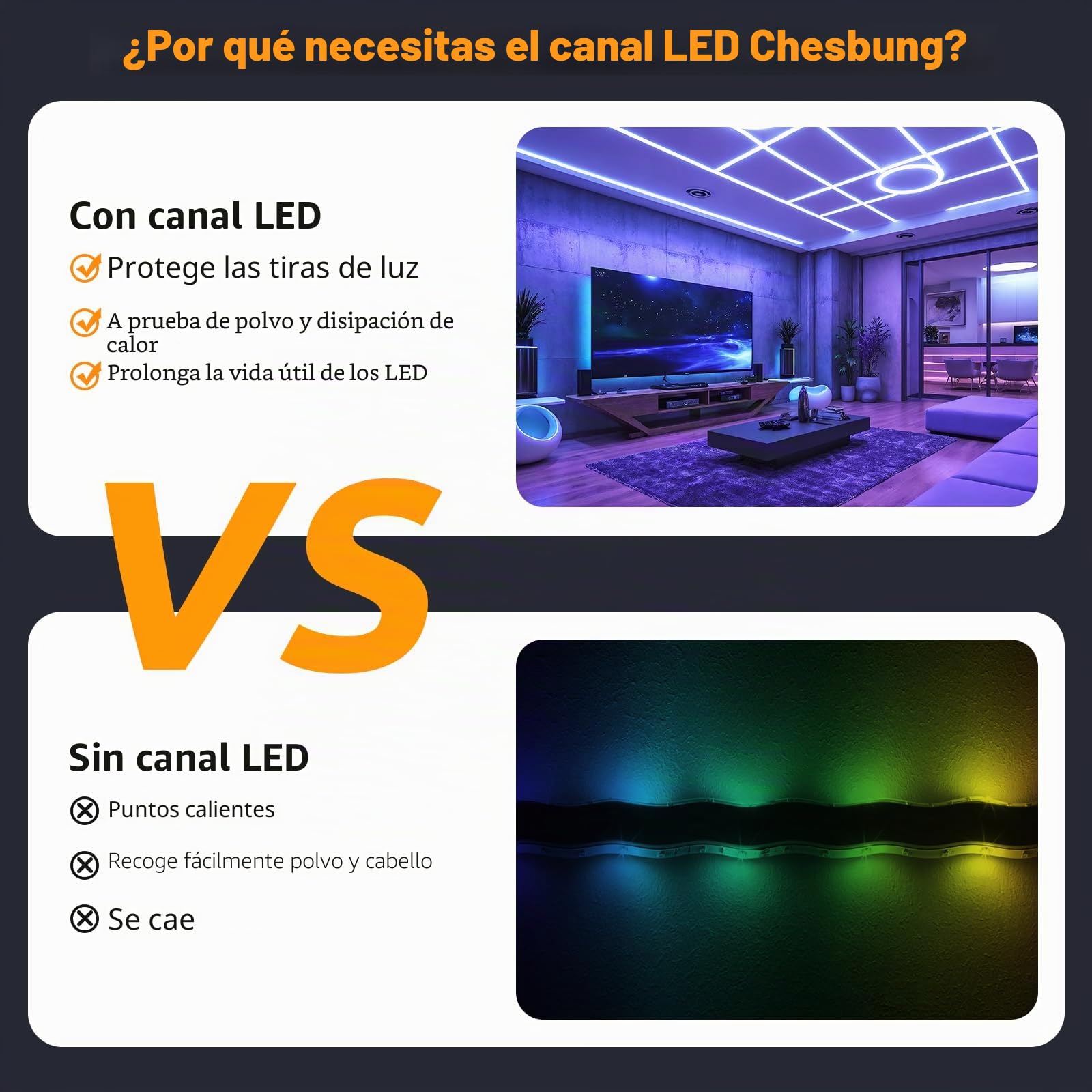 Chesbung Perfil Aluminio Tira LED, 1m Perfil de Aluminio para LED Forma de U, Canal de aluminio LED y Difusor, con Conector de Esquina, Adhesivo, Tapas finales, Clips de Montaje (6Pcs-1M-U)