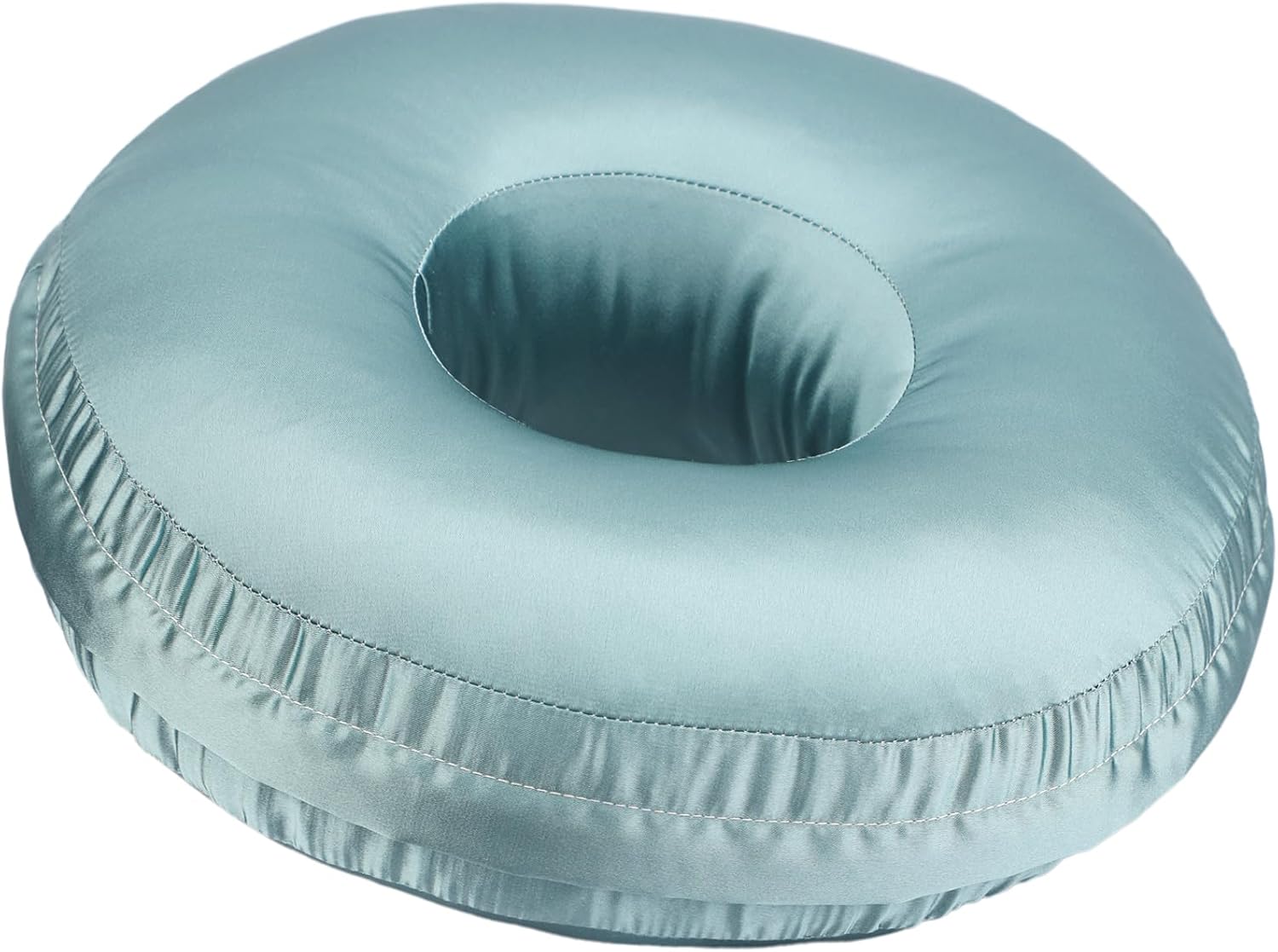 Washable Silky Satin Ear Piercing Pillow with Removable Pillowcase Smooth Cooling Donut Pillows Hole for Ear Pain Relief CNH Sleeping Pressure Sore Side Sleepers Ear Guard Protector, Turquoise