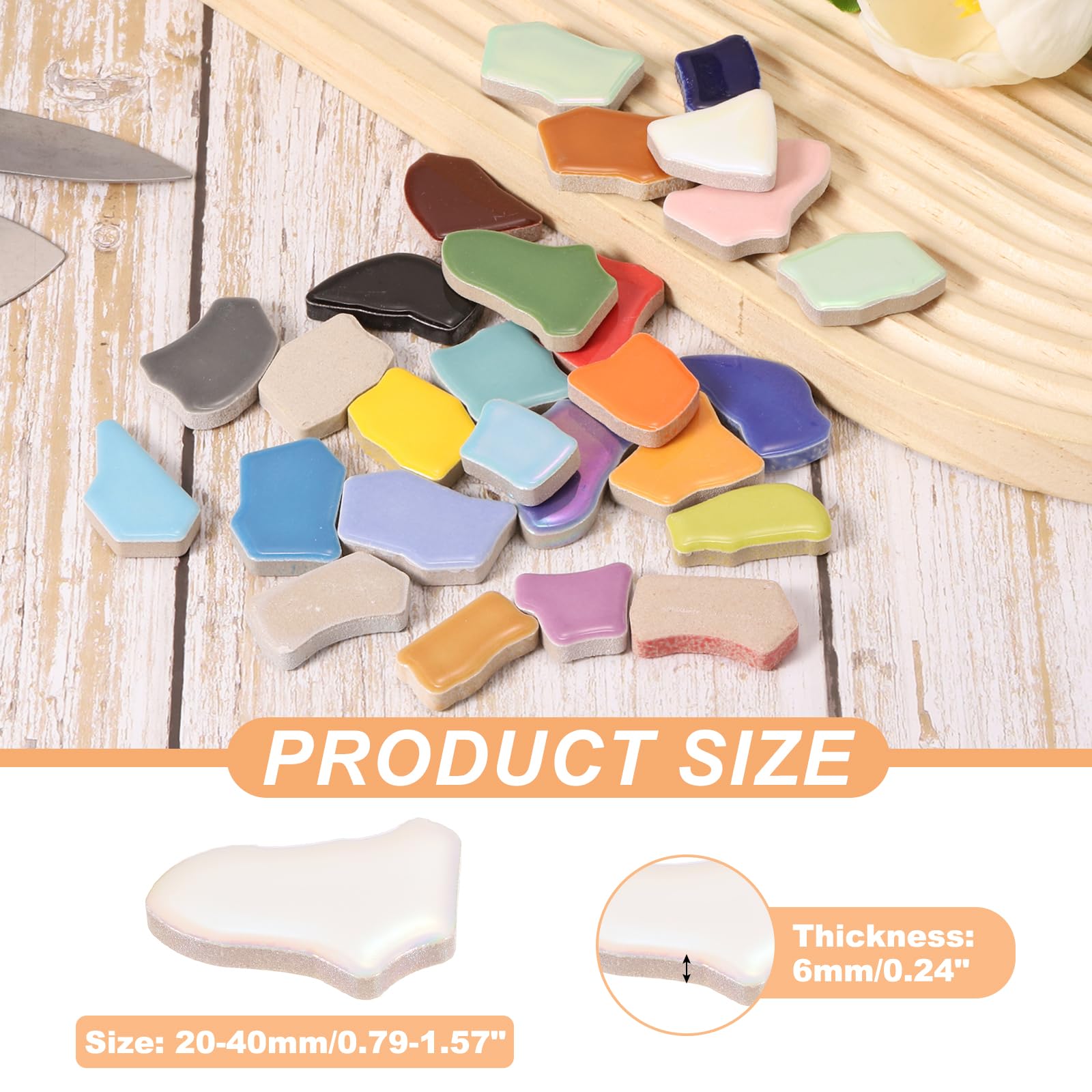 PATIKIL 250g/0.55LB Irregular Ceramics Mosaic Tiles - Image 2