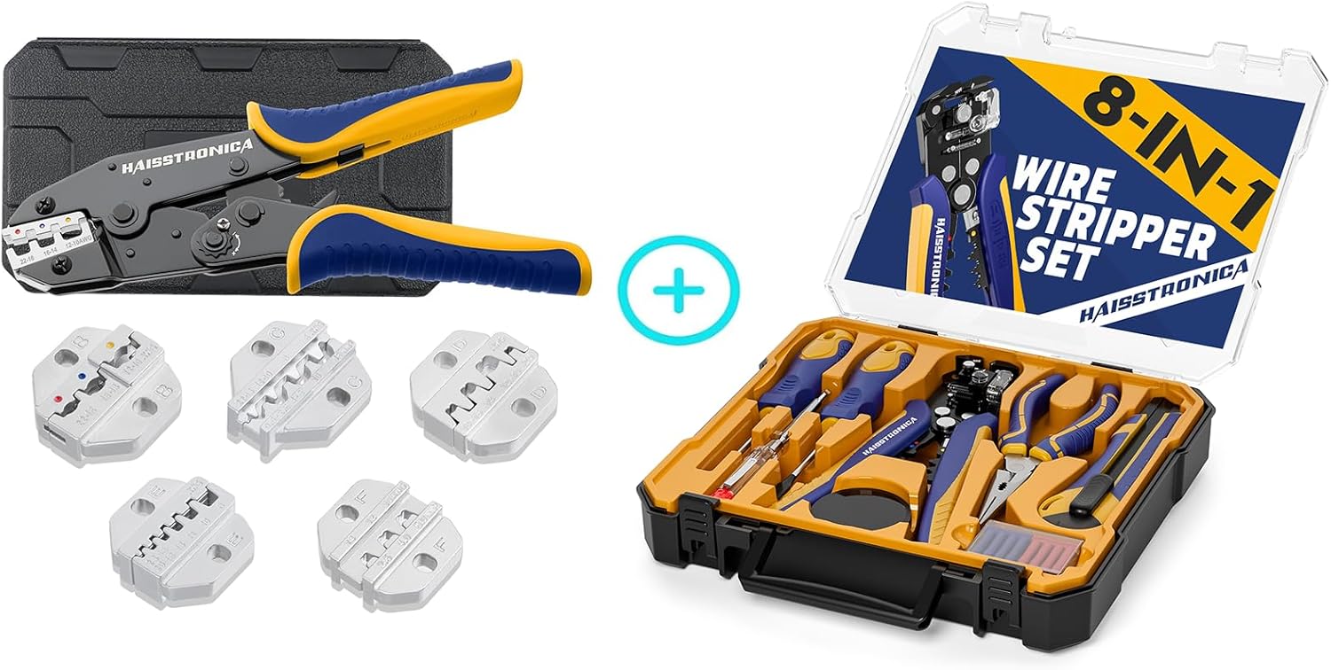 haisstronica 6PCS Crimping Tool Set+8 IN 1 Electrician Tool Set, Self ...