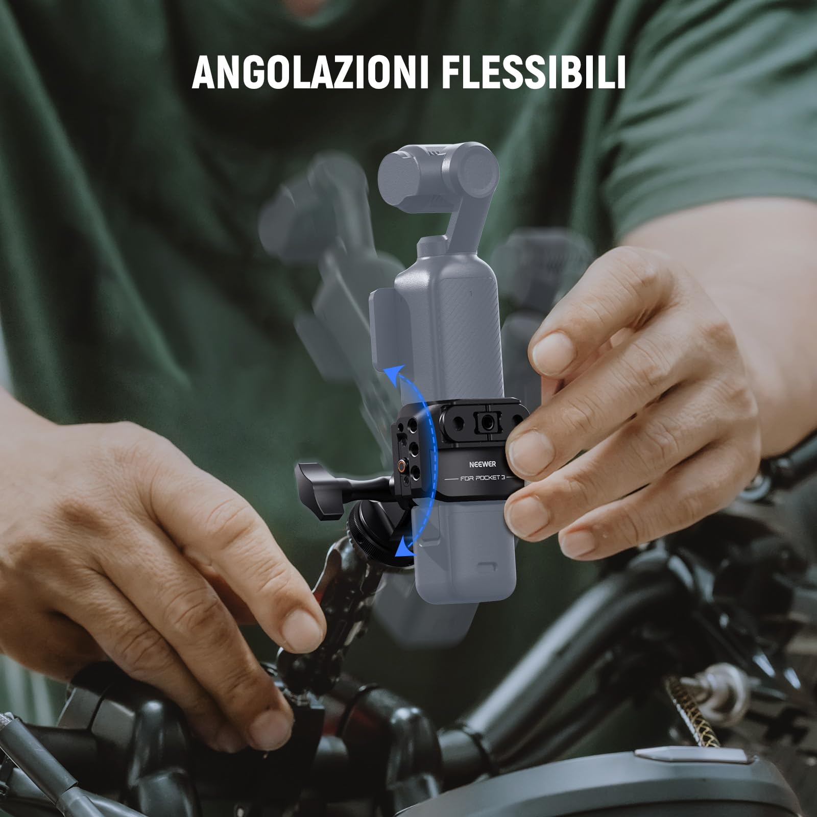 NEEWER Pocket 3 Cage Compatibile con DJI Osmo Pocket 3 e Creator Combo Accessori, Rig di Estensione per Riprese Video Gimbal con Adattatore Action Cam, Filettatura 1/4", ColdShoe, Panno Pulizia, AC009