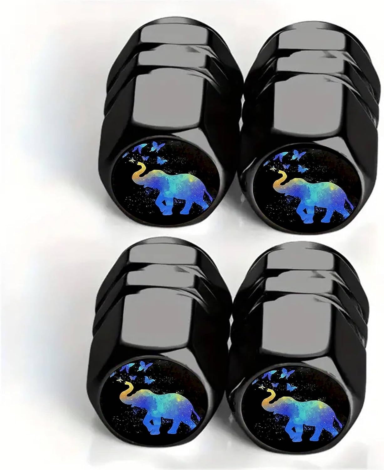 4Pcs Elephant Butterfly Tire Valve Stem Cap Aluminum Rust-Proof Valve Cover