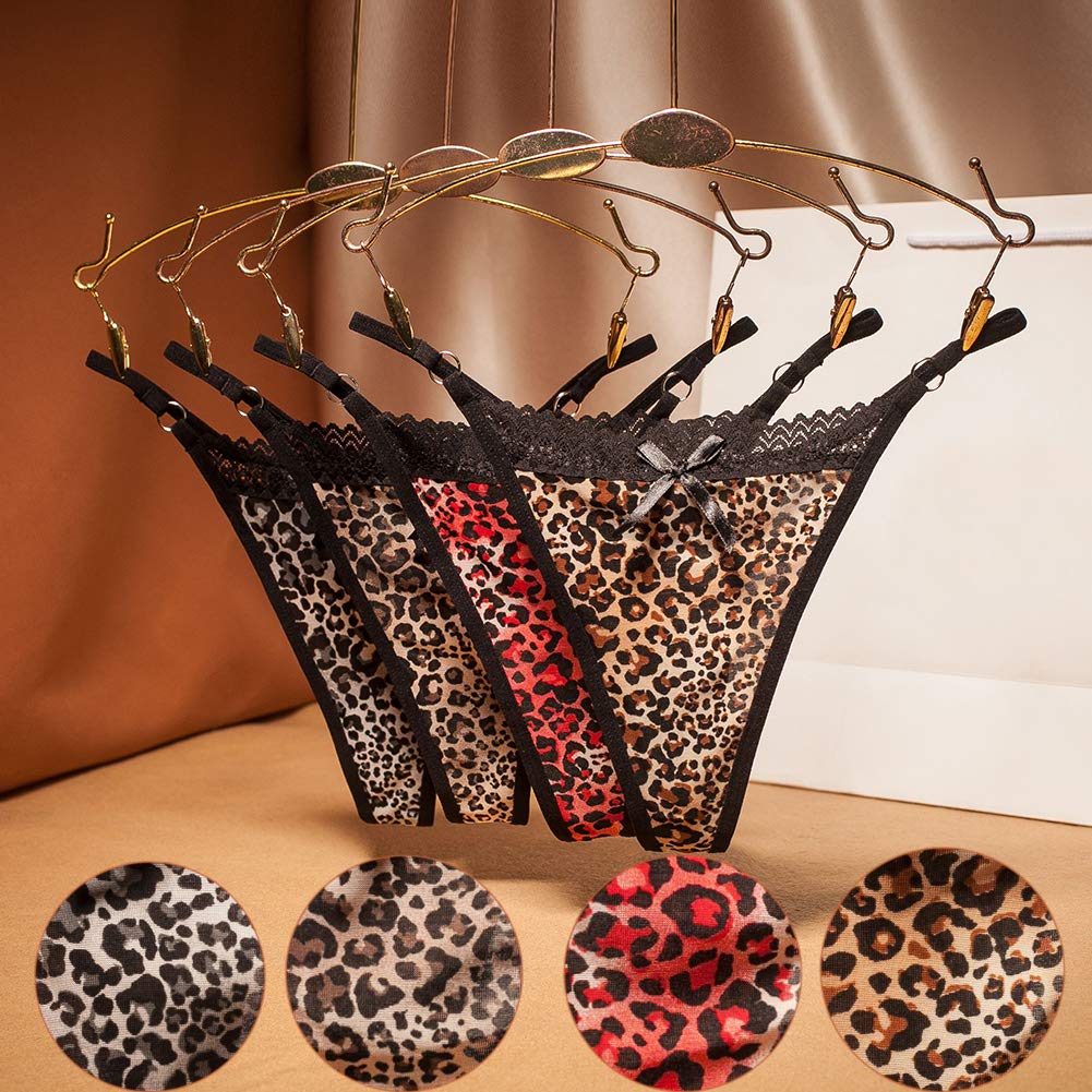 VicSec 4 Pack Braguitas Sexy Encaje Fina Tanga Suave G-String Lencería Interior Espalda Decora Corazon Talla Única