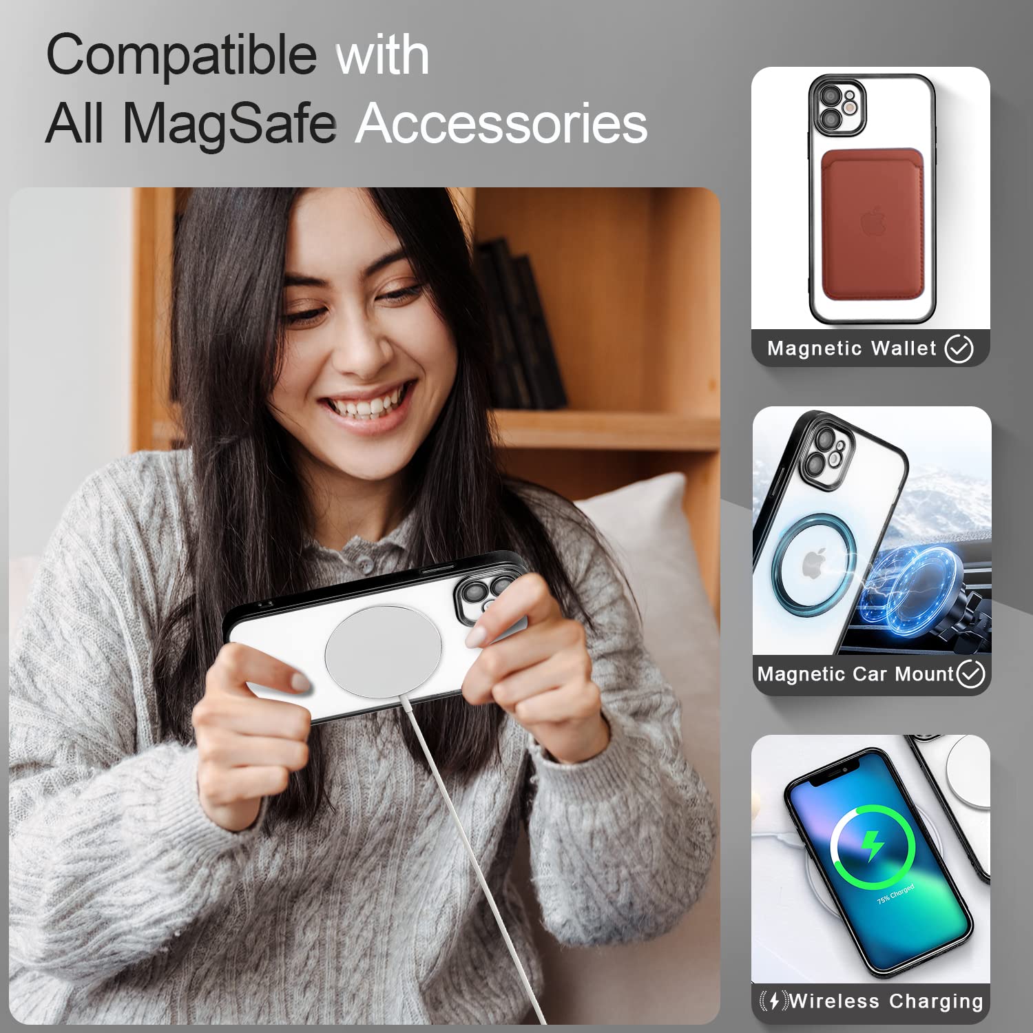 QLTYPRI Magnetic For IPhone 13 Case/iPhone 14 Case (6.1 Inch) Compatible With MagSafe, Protective Shockproof Translucent Case Matte Slim Thin Silicon Phone Cover For Women Girls Men - Blue - View #5