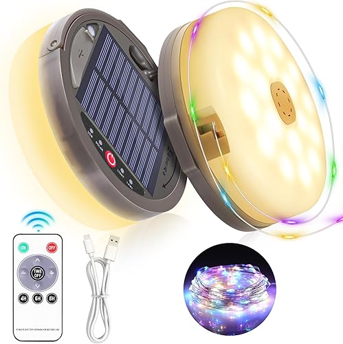 Tira de luces retráctiles 4 en 1, impermeable, portátil, para exteriores, con 8 modos de iluminación (42 pies), luces solares y recargables por USB